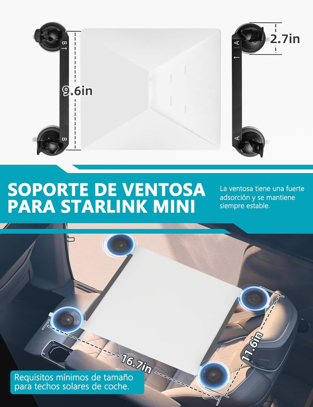 Base con Ventosas para Antena Starlink Mini