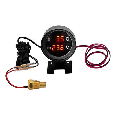 Reloj Medidor de Temperatura y Voltaje 12v 24v Redondo