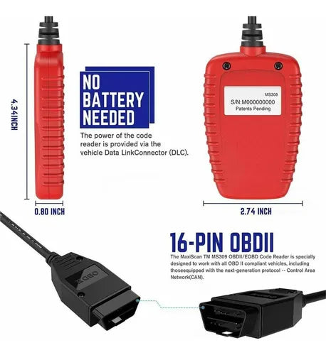 Escaner Automotriz OBD2 modelo ms309